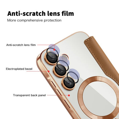 MagSafe-Hülle für Samsung Galaxy A55 5G A556, Techsuit, SmartMag Book, Braun