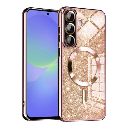 Coque MagSafe pour Samsung Galaxy A56 A566 / A36 A366, Techsuit, Luxury Glitter, Rose Doré