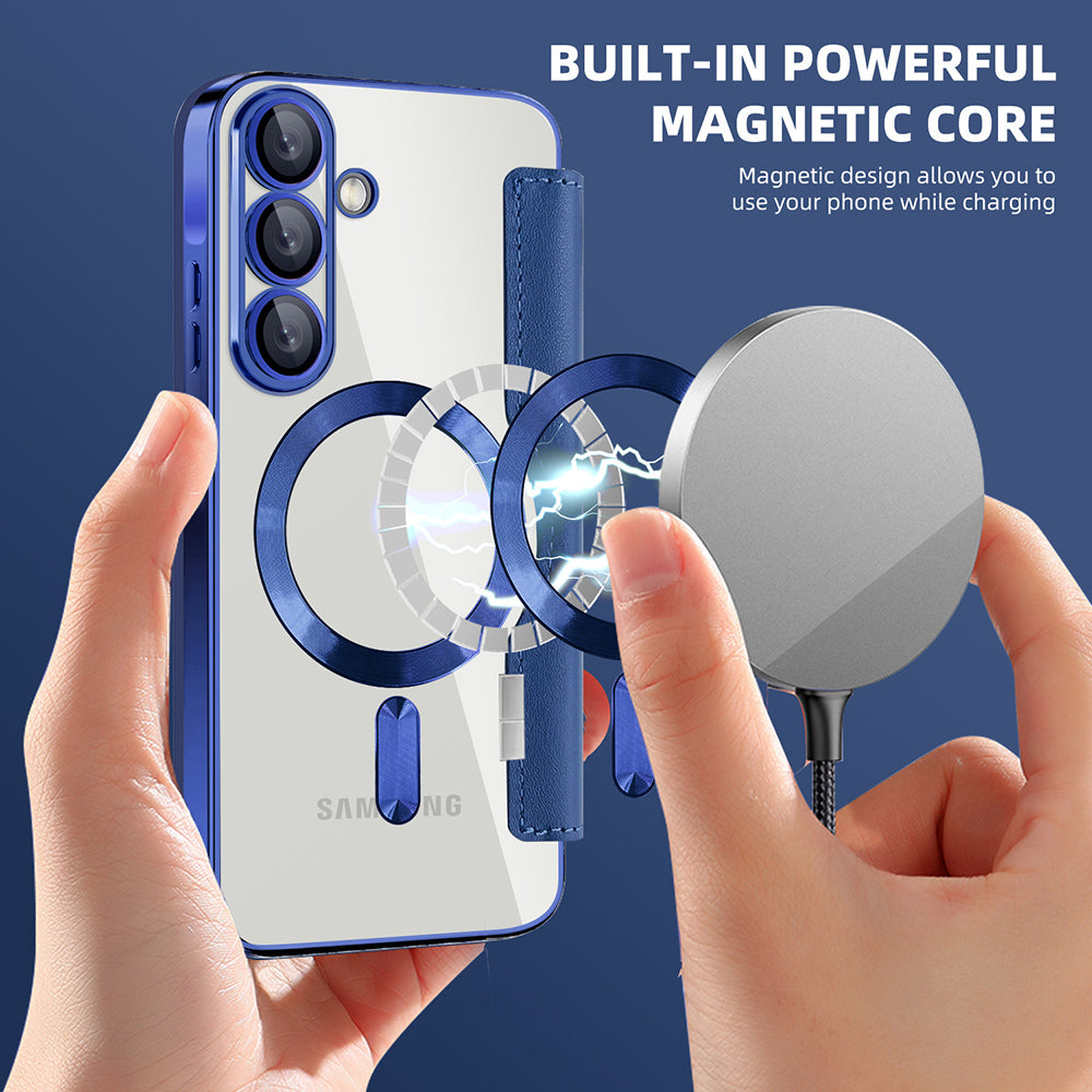 MagSafe-Hülle für Samsung Galaxy A56 A566, Techsuit, SmartMag Book, Blau