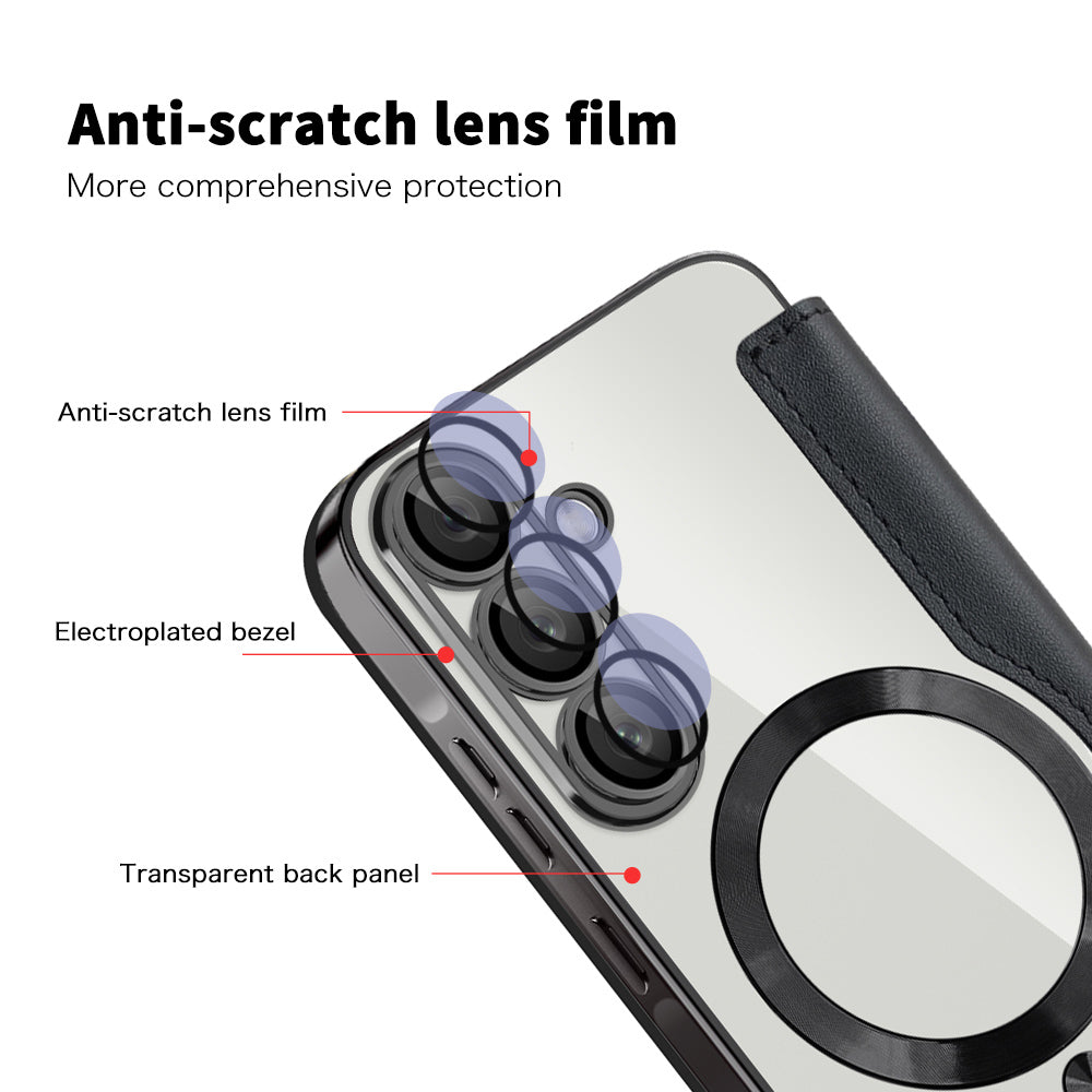MagSafe-Hülle für Samsung Galaxy A56 A566, Techsuit, SmartMag Book, Schwarz