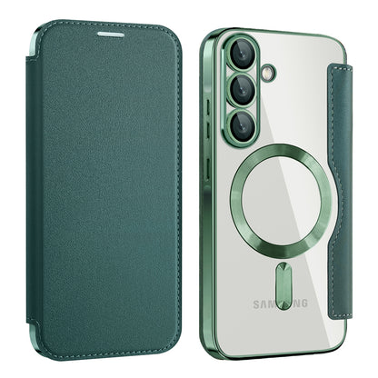 MagSafe-Hülle für Samsung Galaxy A56 A566, Techsuit, SmartMag Book, Grün