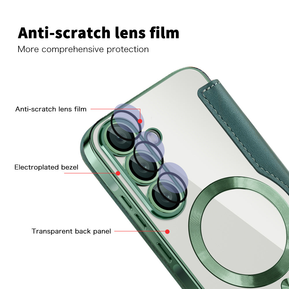 MagSafe-Hülle für Samsung Galaxy A56 A566, Techsuit, SmartMag Book, Grün