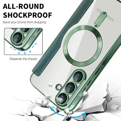MagSafe-Hülle für Samsung Galaxy A56 A566, Techsuit, SmartMag Book, Grün