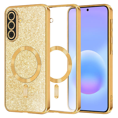 Coque MagSafe pour Samsung Galaxy A57 5G, Techsuit, Luxury Glitter, Dorée