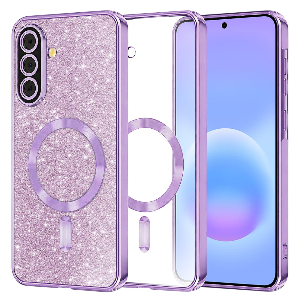 Coque MagSafe pour Samsung Galaxy A57 5G, Techsuit, Luxury Glitter, Violet Clair
