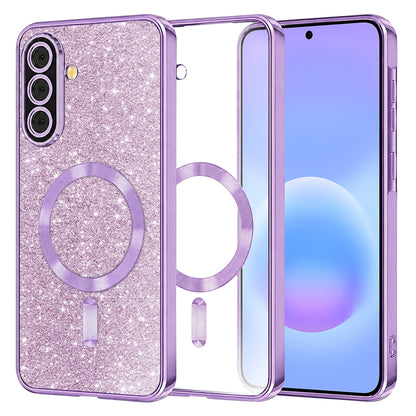 Coque MagSafe pour Samsung Galaxy A57 5G, Techsuit, Luxury Glitter, Violet Clair