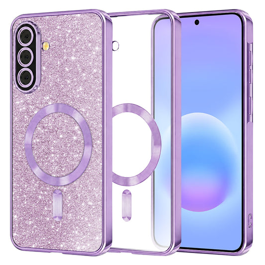 MagSafe-Hülle für Samsung Galaxy A57 5G, Techsuit, Luxury Glitter, Hellviolett