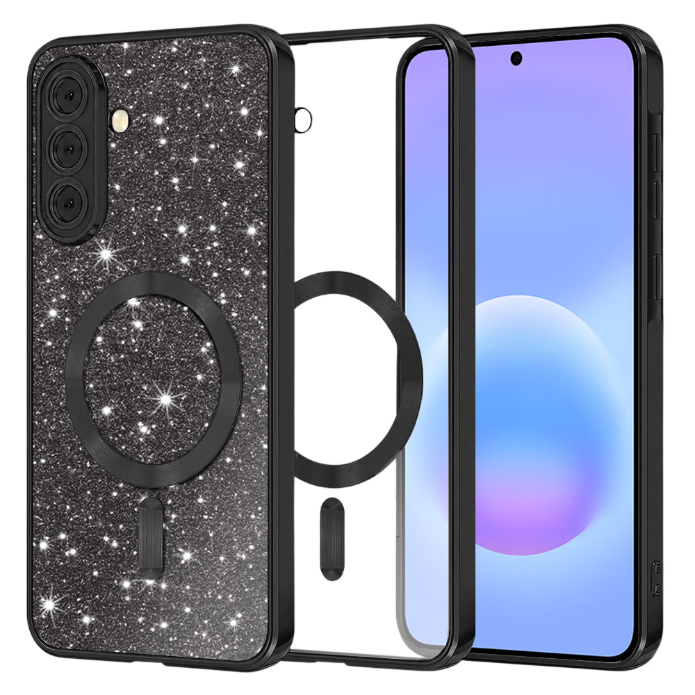 Coque MagSafe pour Samsung Galaxy A57 5G, Techsuit, Luxury Glitter, Noire