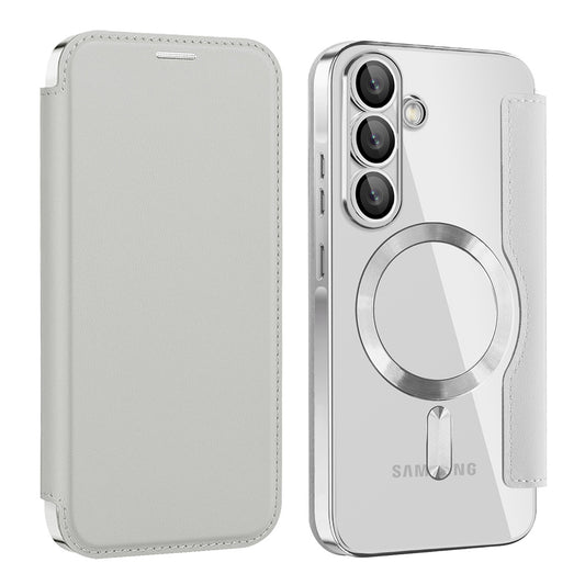 MagSafe Hülle für Samsung Galaxy A57 5G, Techsuit, SmartMag Book, Grau