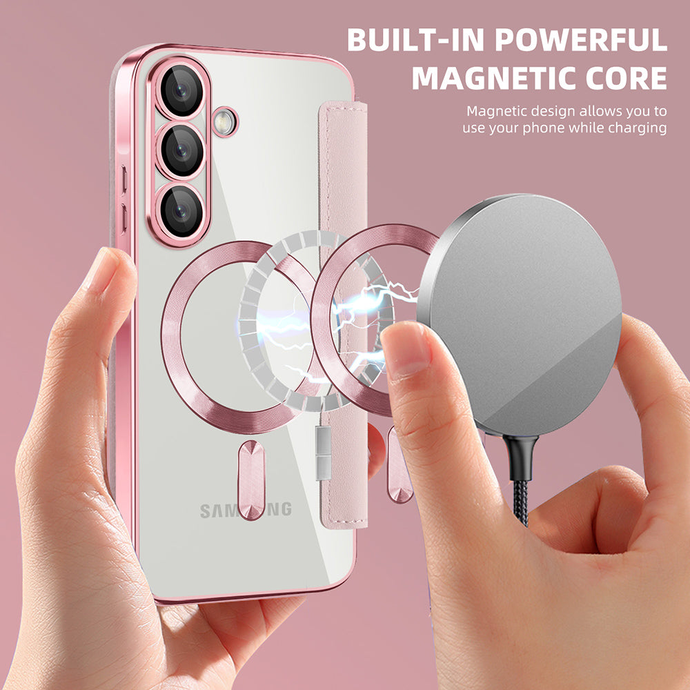 Étui MagSafe pour Samsung Galaxy A57 5G, Techsuit, SmartMag Book, Rose