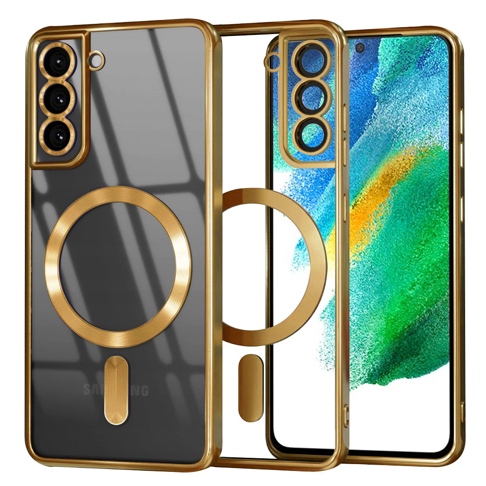 Coque MagSafe pour Samsung Galaxy S21 FE 5G G990, Techsuit, Luxury Crystal, Dorée