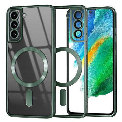 Coque MagSafe pour Samsung Galaxy S21 FE 5G G990, Techsuit, Luxury Crystal, Vert Foncé