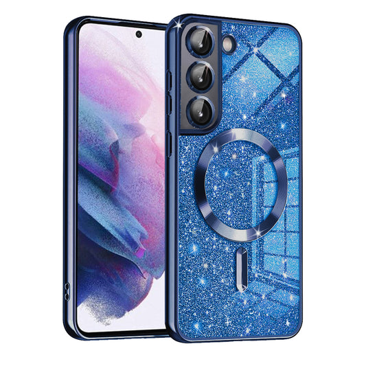 MagSafe-Hülle für Samsung Galaxy S21 FE 5G G990, Techsuit, Luxury Glitter, Dunkelblau