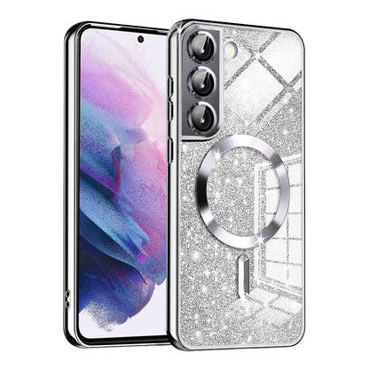 MagSafe-Hülle für Samsung Galaxy S21 FE 5G G990, Techsuit, Luxury Glitter, Silber