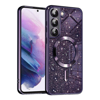 MagSafe-Hülle für Samsung Galaxy S21 FE 5G G990, Techsuit, Luxury Glitter, Dunkellila