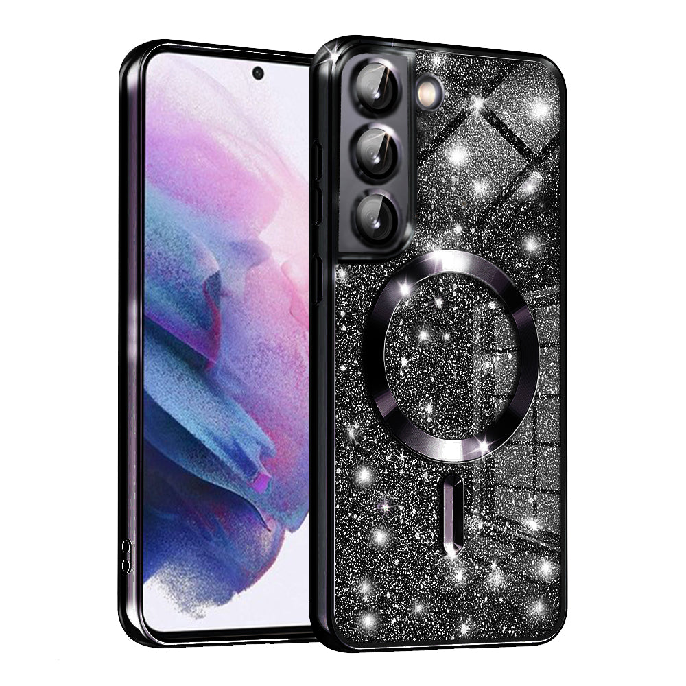 MagSafe-Hülle für Samsung Galaxy S21 FE 5G G990, Techsuit, Luxury Glitter, Schwarz