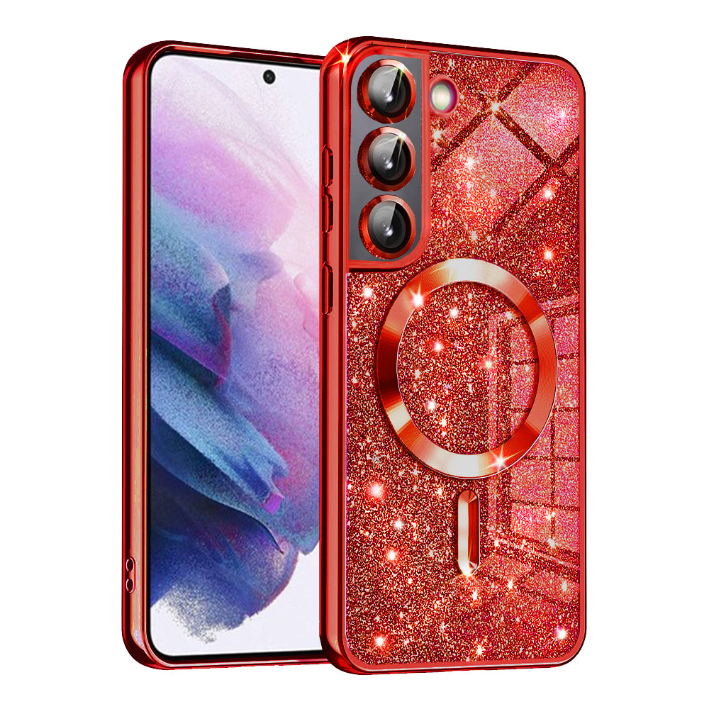 MagSafe-Hülle für Samsung Galaxy S21 FE 5G G990, Techsuit, Luxury Glitter, Rot