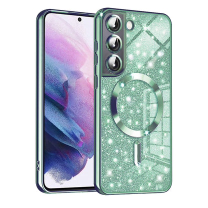 MagSafe-Hülle für Samsung Galaxy S21 FE 5G G990, Techsuit, Luxury Glitter, Hellgrün