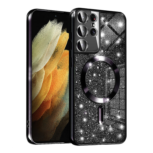MagSafe Case for Samsung Galaxy S21 Ultra 5G G998, Techsuit, Luxury Glitter, Black