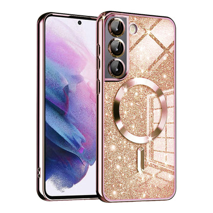 MagSafe-Hülle für Samsung Galaxy S22 5G S901, Techsuit, Luxury Glitter, Roségold