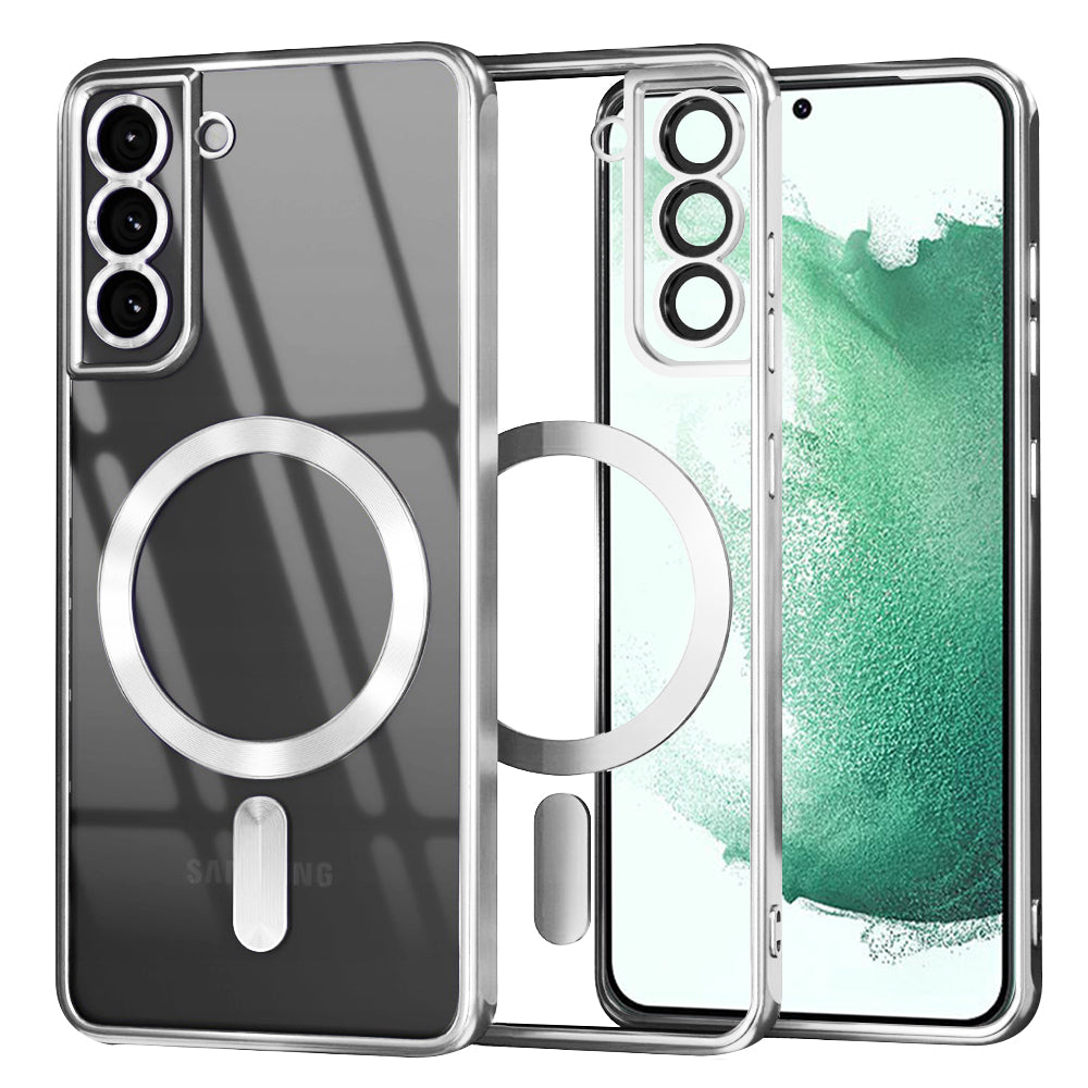 Coque MagSafe pour Samsung Galaxy S22+ 5G S906, Techsuit, Luxury Crystal, Argentée