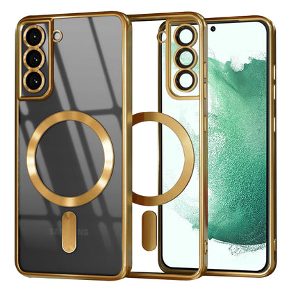 Coque MagSafe pour Samsung Galaxy S22+ 5G S906, Techsuit, Luxury Crystal, Dorée