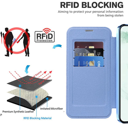 Coque MagSafe pour Samsung Galaxy S22+ 5G S906, Techsuit, SmartMag Book, Bleu
