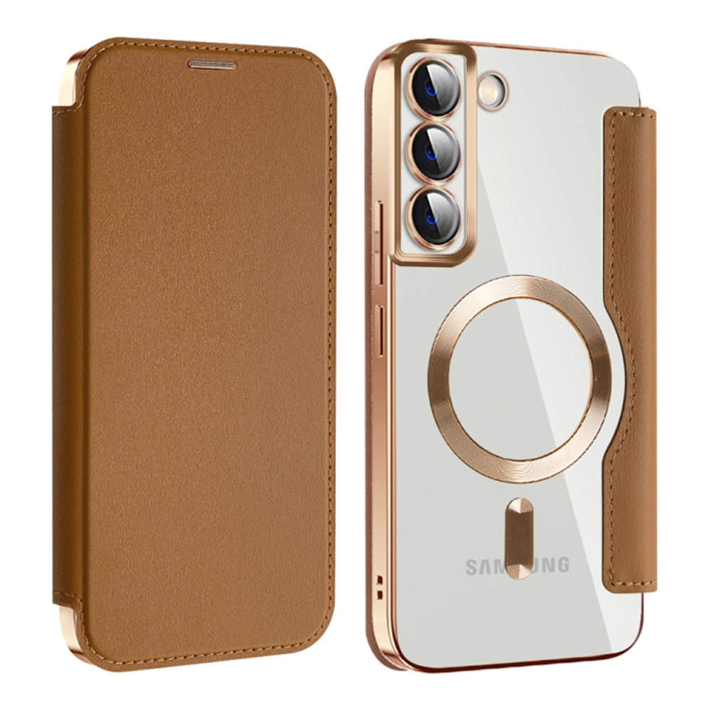 MagSafe Case for Samsung Galaxy S22+ 5G S906, Techsuit, SmartMag Book, Brown