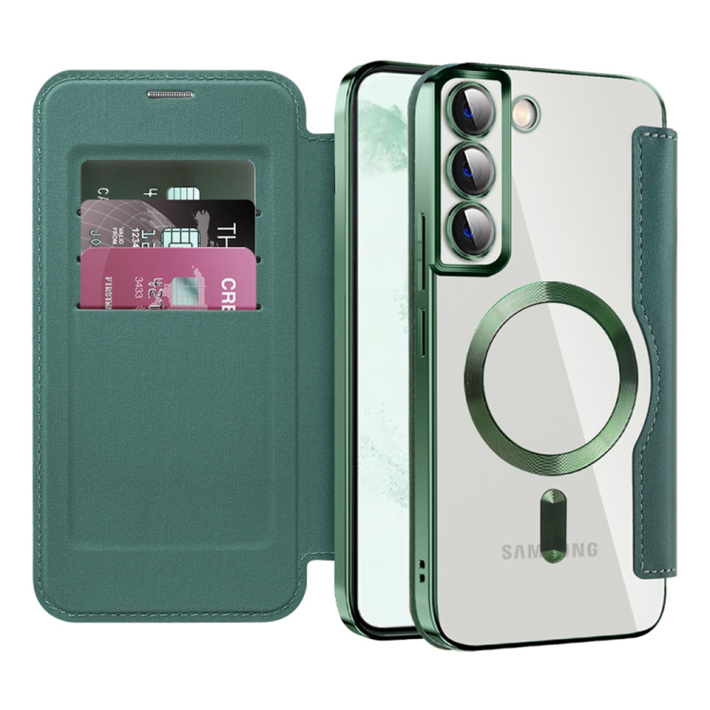 MagSafe Case for Samsung Galaxy S22+ 5G S906, Techsuit, SmartMag Book, Green