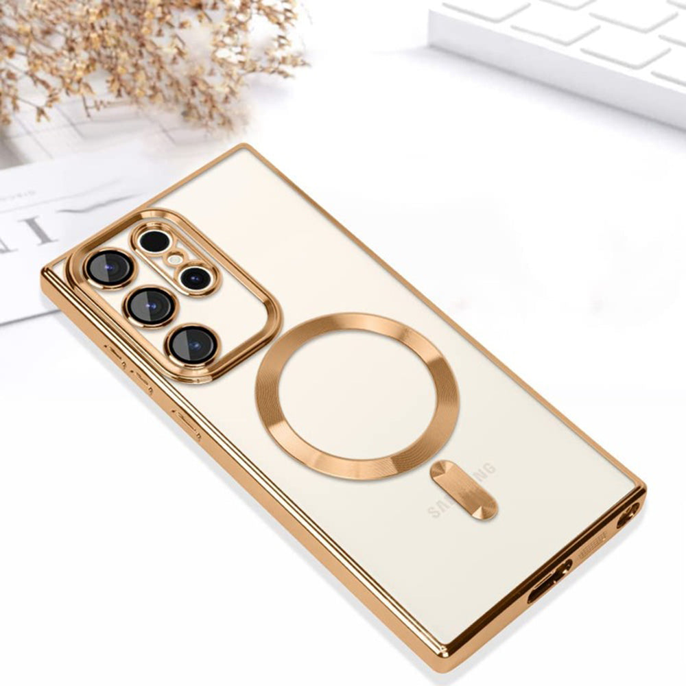 Coque MagSafe pour Samsung Galaxy S22 Ultra 5G S908, Techsuit, Luxury Crystal, Noire