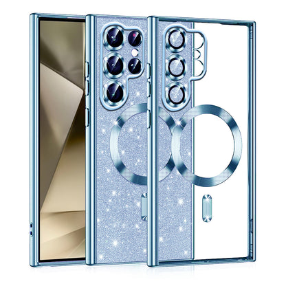 Coque MagSafe pour Samsung Galaxy S22 Ultra 5G S908, Techsuit, Luxury Glitter, Bleu