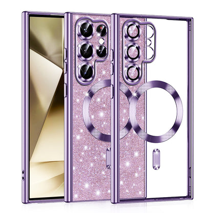 Coque MagSafe pour Samsung Galaxy S22 Ultra 5G S908, Techsuit, Luxury Glitter, Violet Clair