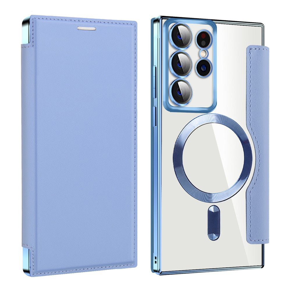 MagSafe Case for Samsung Galaxy S22 Ultra 5G S908, Techsuit, SmartMag Book, Blue