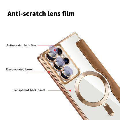 Coque MagSafe pour Samsung Galaxy S22 Ultra 5G S908, Techsuit, SmartMag Book, Marron