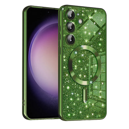 MagSafe-Hülle für Samsung Galaxy S23 FE S711, Techsuit, Luxury Glitter, Dunkelgrün