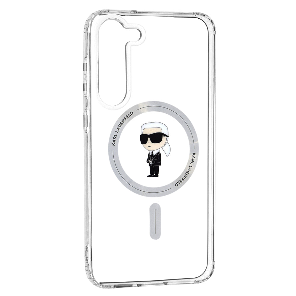 Coque MagSafe pour Samsung Galaxy S23+ S916, Karl Lagerfeld, IML Ikonik Karl, Transparente