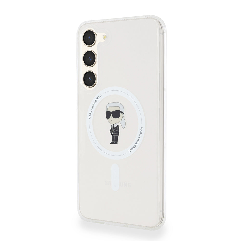 Coque MagSafe pour Samsung Galaxy S23+ S916, Karl Lagerfeld, IML Ikonik Karl, Transparente