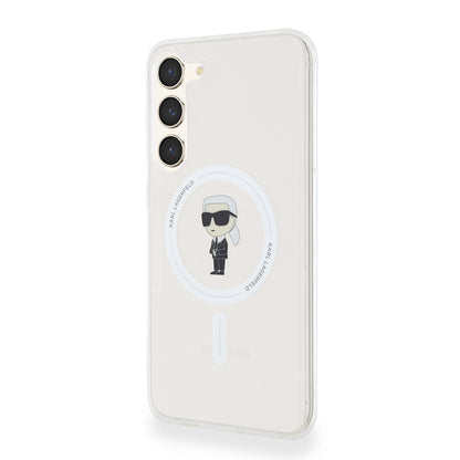 Coque MagSafe pour Samsung Galaxy S23+ S916, Karl Lagerfeld, IML Ikonik Karl, Transparente