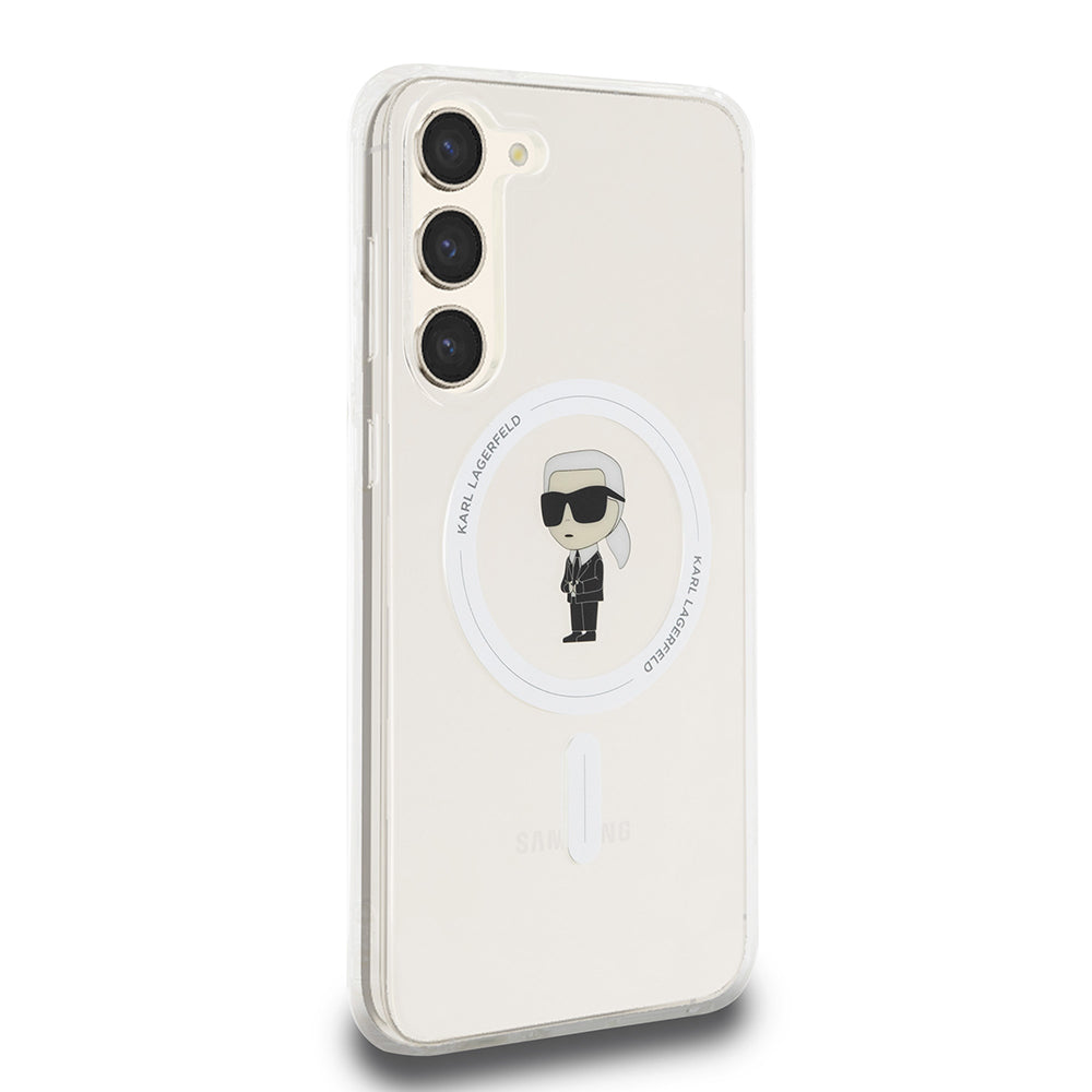 Coque MagSafe pour Samsung Galaxy S23+ S916, Karl Lagerfeld, IML Ikonik Karl, Transparente