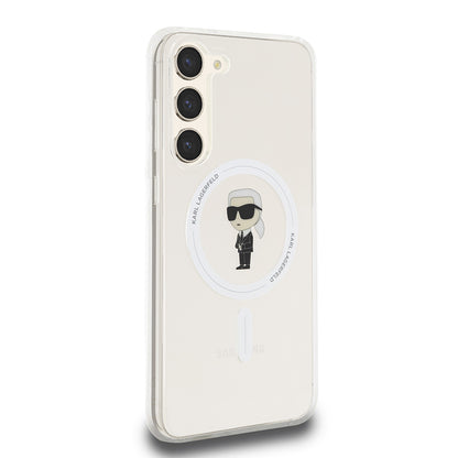 Coque MagSafe pour Samsung Galaxy S23+ S916, Karl Lagerfeld, IML Ikonik Karl, Transparente