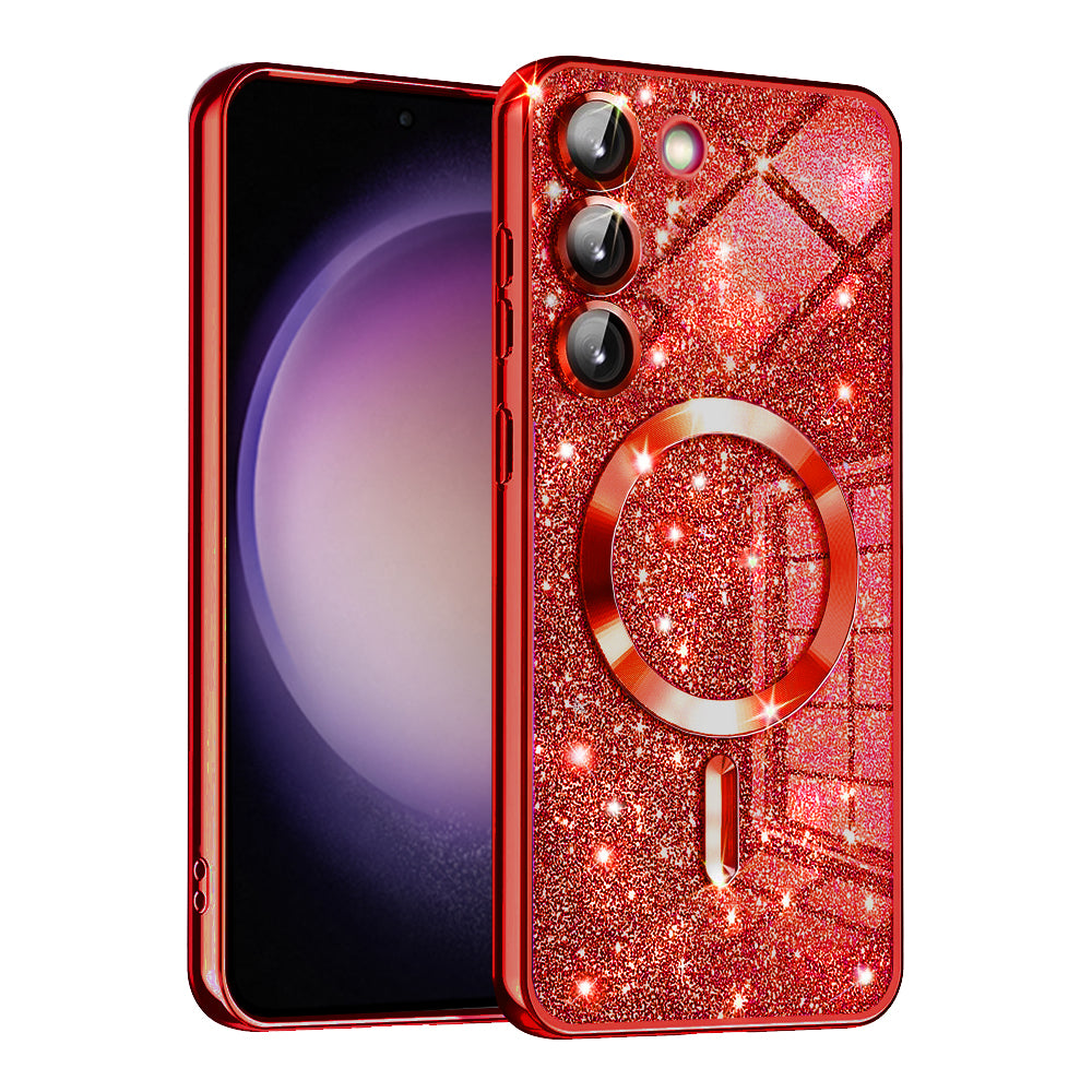 MagSafe-Hülle für Samsung Galaxy S23+ S916, Techsuit, Luxury Glitter, Rot