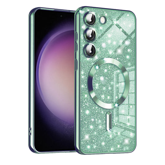 Coque MagSafe pour Samsung Galaxy S23+ S916, Techsuit, Luxury Glitter, Vert Clair