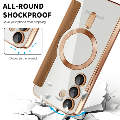 Coque MagSafe pour Samsung Galaxy S23+ S916, Techsuit, SmartMag Book, Marron