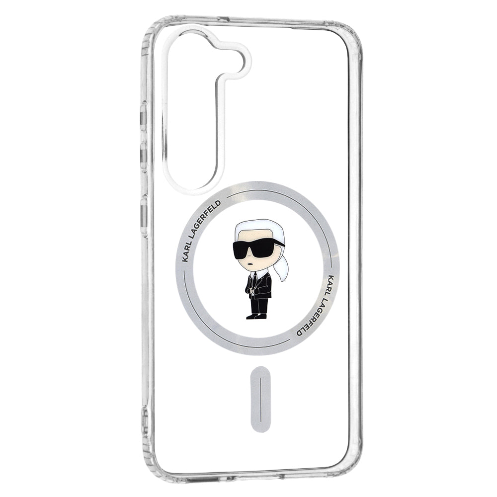 Étui MagSafe pour Samsung Galaxy S23 S911, Karl Lagerfeld, IML Ikonik Karl, Transparent