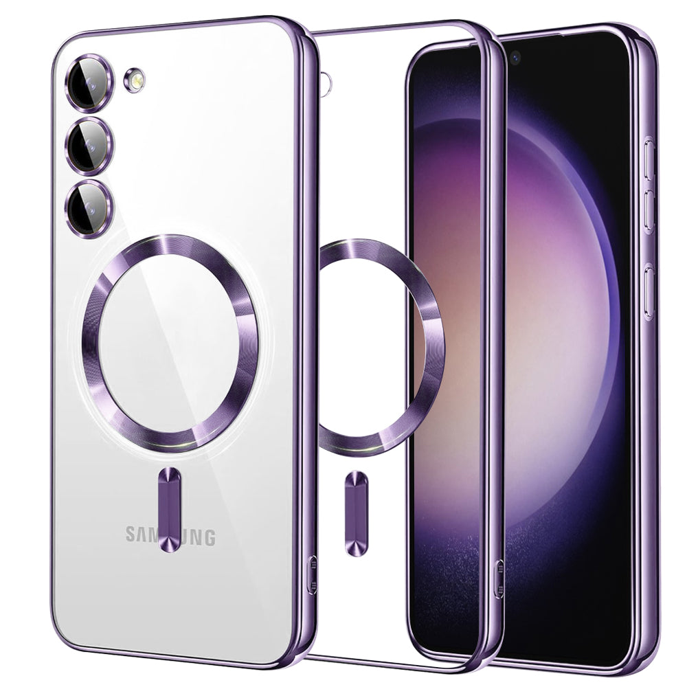 Coque MagSafe pour Samsung Galaxy S23 S911, Techsuit, Luxury Crystal, Violet Clair
