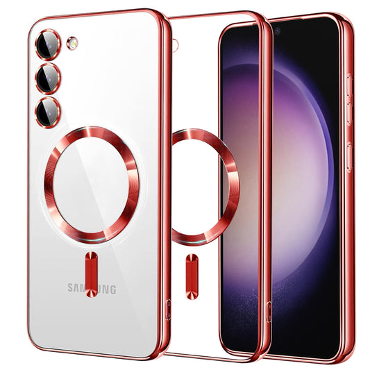 Coque MagSafe pour Samsung Galaxy S23 S911, Techsuit, Luxury Crystal, Rouge