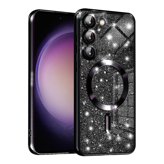Coque MagSafe pour Samsung Galaxy S23 S911, Techsuit, Luxury Glitter, Noire