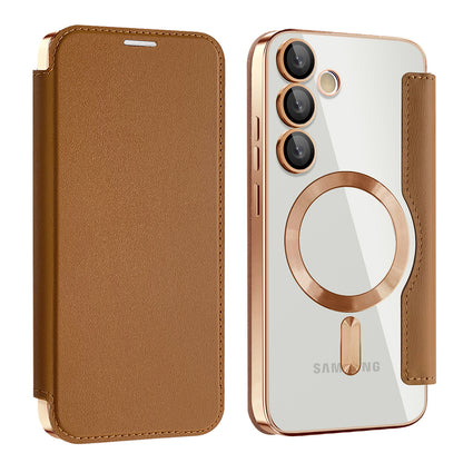 MagSafe Case for Samsung Galaxy S23 S911, Techsuit, SmartMag Book, Brown
