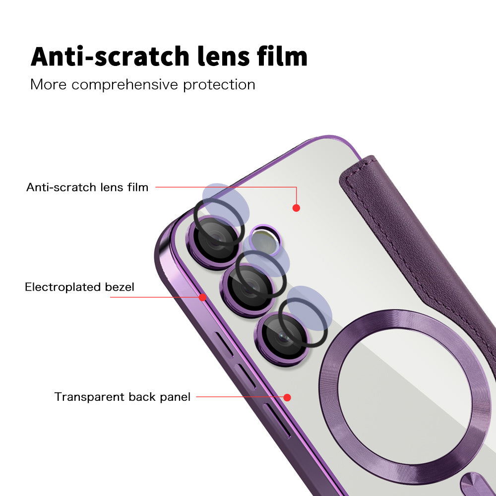 Coque MagSafe pour Samsung Galaxy S23 S911, Techsuit, SmartMag Book, Violet