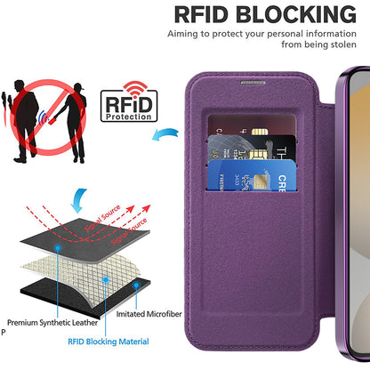 Coque MagSafe pour Samsung Galaxy S23 S911, Techsuit, SmartMag Book, Violet